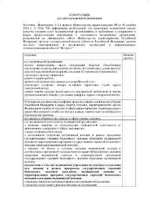 Информация для сайта медицинской организации